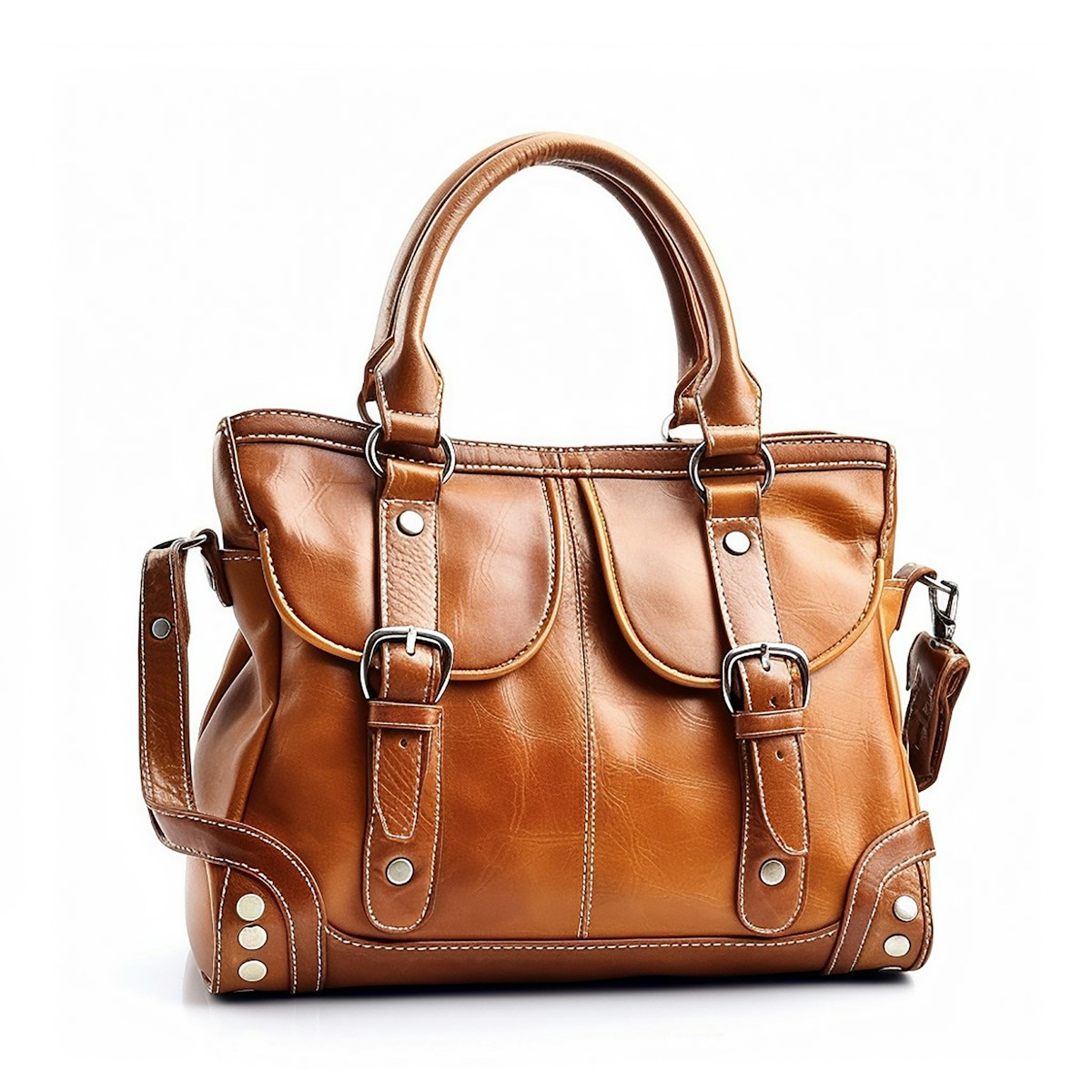 Sac en cuir et éléments métalliques